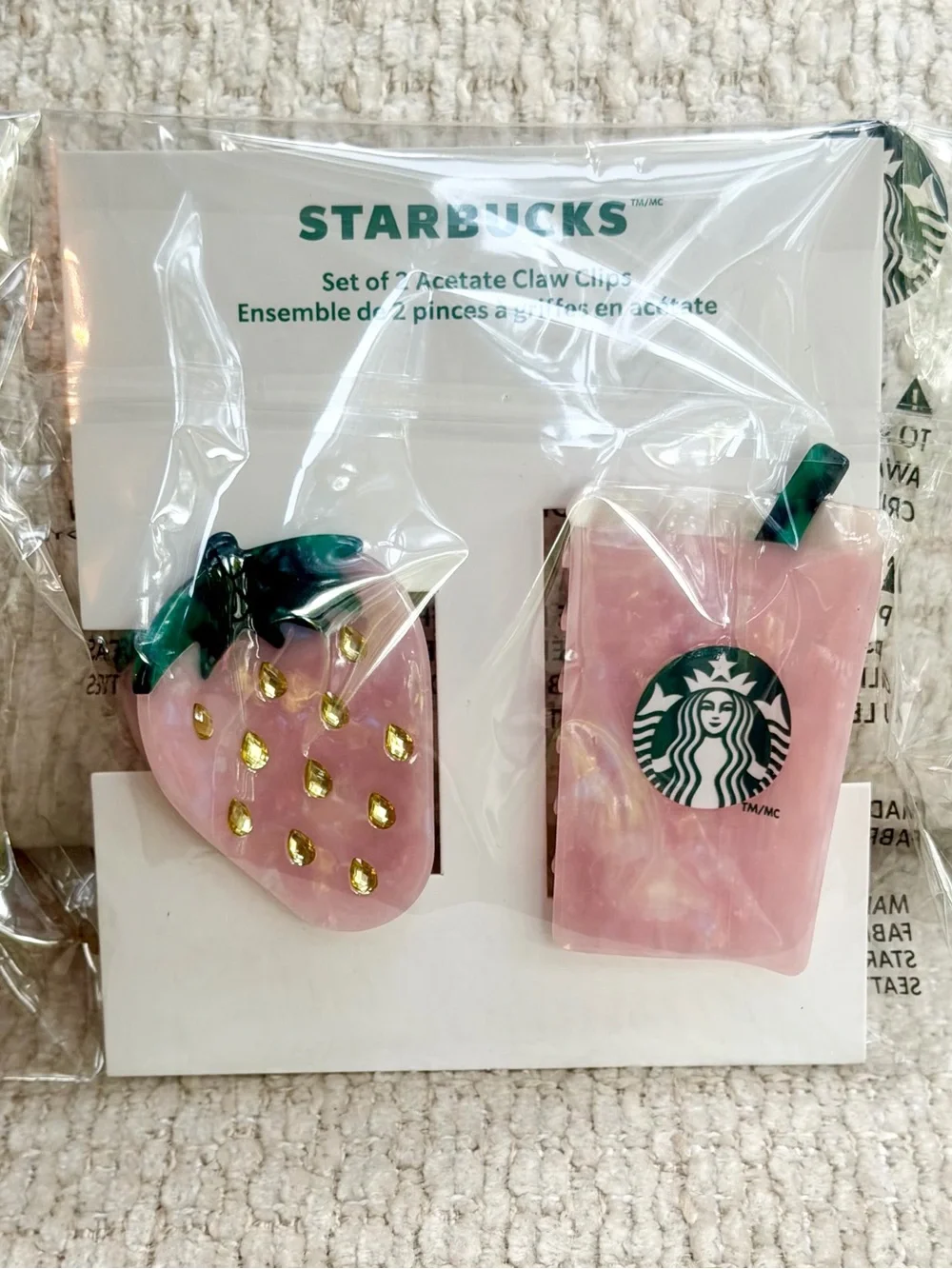 Starbucks Pink Drink Hair Clips 2pc Set IN HAND Limited Edition Summer 2026 HTF